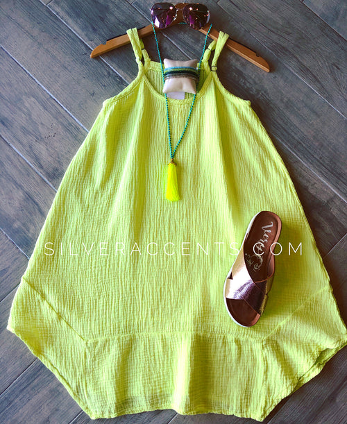 *BOBI Gauze GLAZE Hankerchief Hem Cami Dress