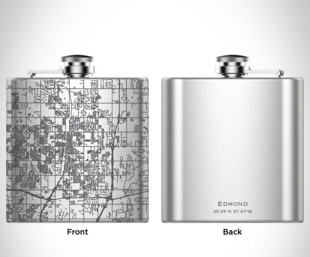 DIRECTIONS Engraved Map Hip Flask w/Funnel