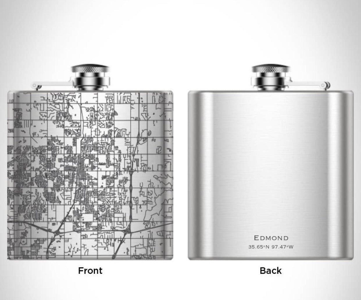 DIRECTIONS Engraved Map Hip Flask w/Funnel
