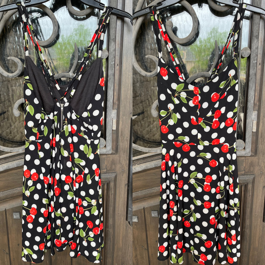 Everly CHERRY ON TOP PolkaDot/Cherry Print Fit&Flare Dress