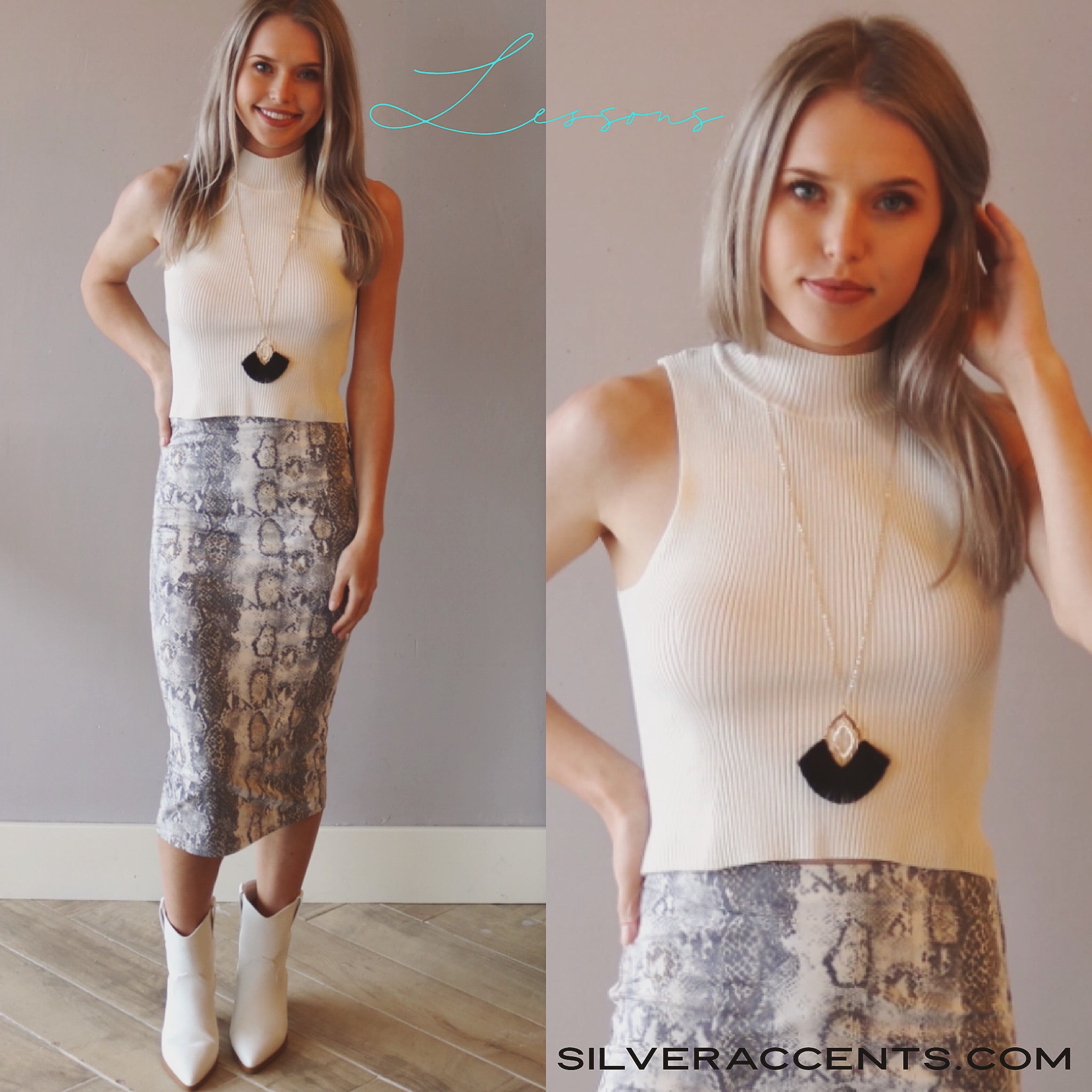 LESSONS MockNeck RibKnit Sleeveless Top