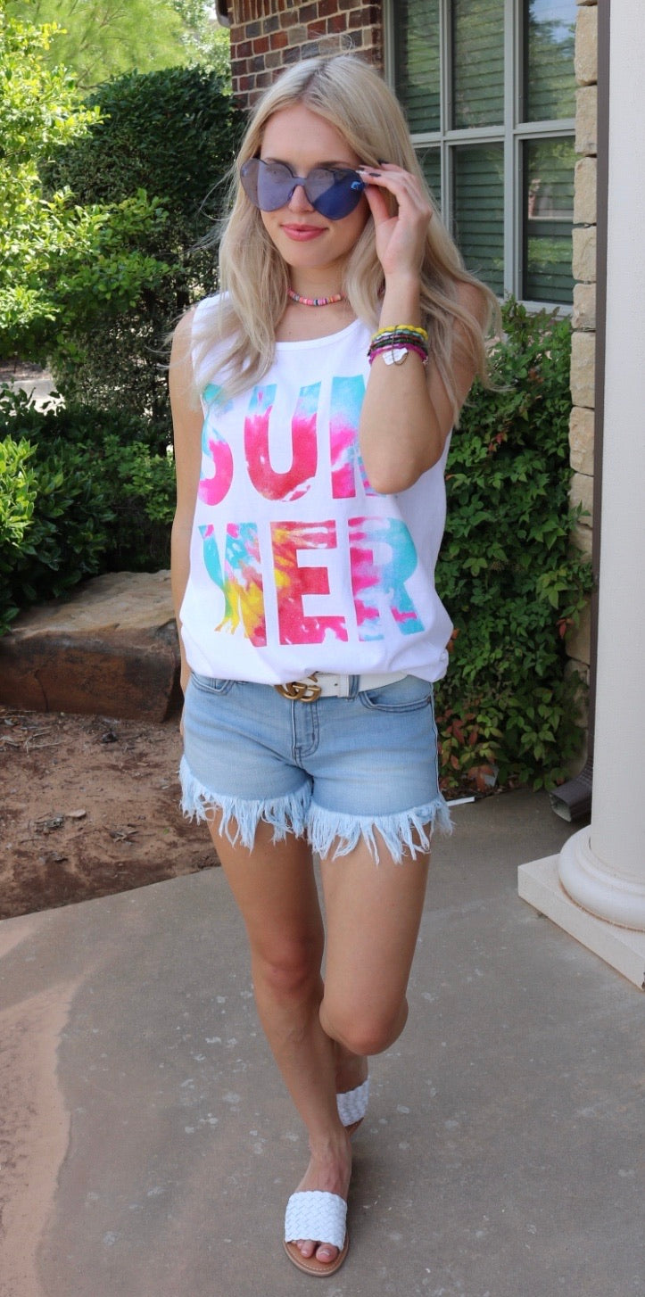 TTT SUMMER Tie~Dye Logo Comfort Colors Tank Top