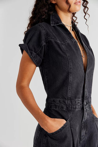 FREE PEOPLE Denim MARLA Coverall Jumpsuit