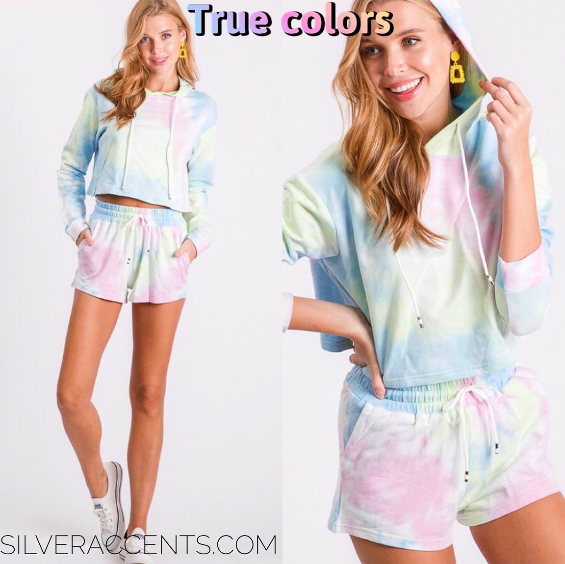 TRUE COLORS 2pc TieDye Hoodie/Short Set