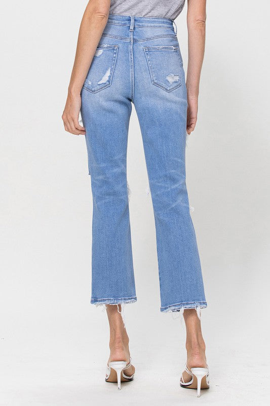VERVET HiRise LEONA StraightLeg Crop Distressed Jean