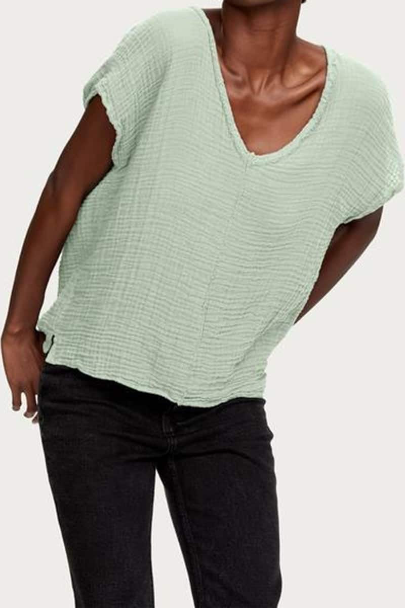 *MICHAEL STARS DoubleGauze DRAYA Hilo V-Neck Top