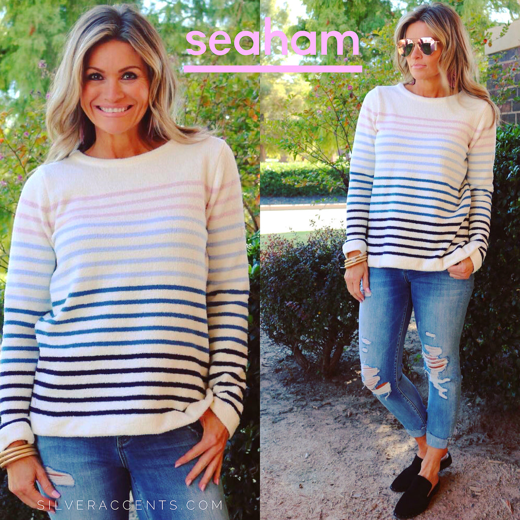 JOULES! Multi Stripe SEAHAM Chenille Sweater Top