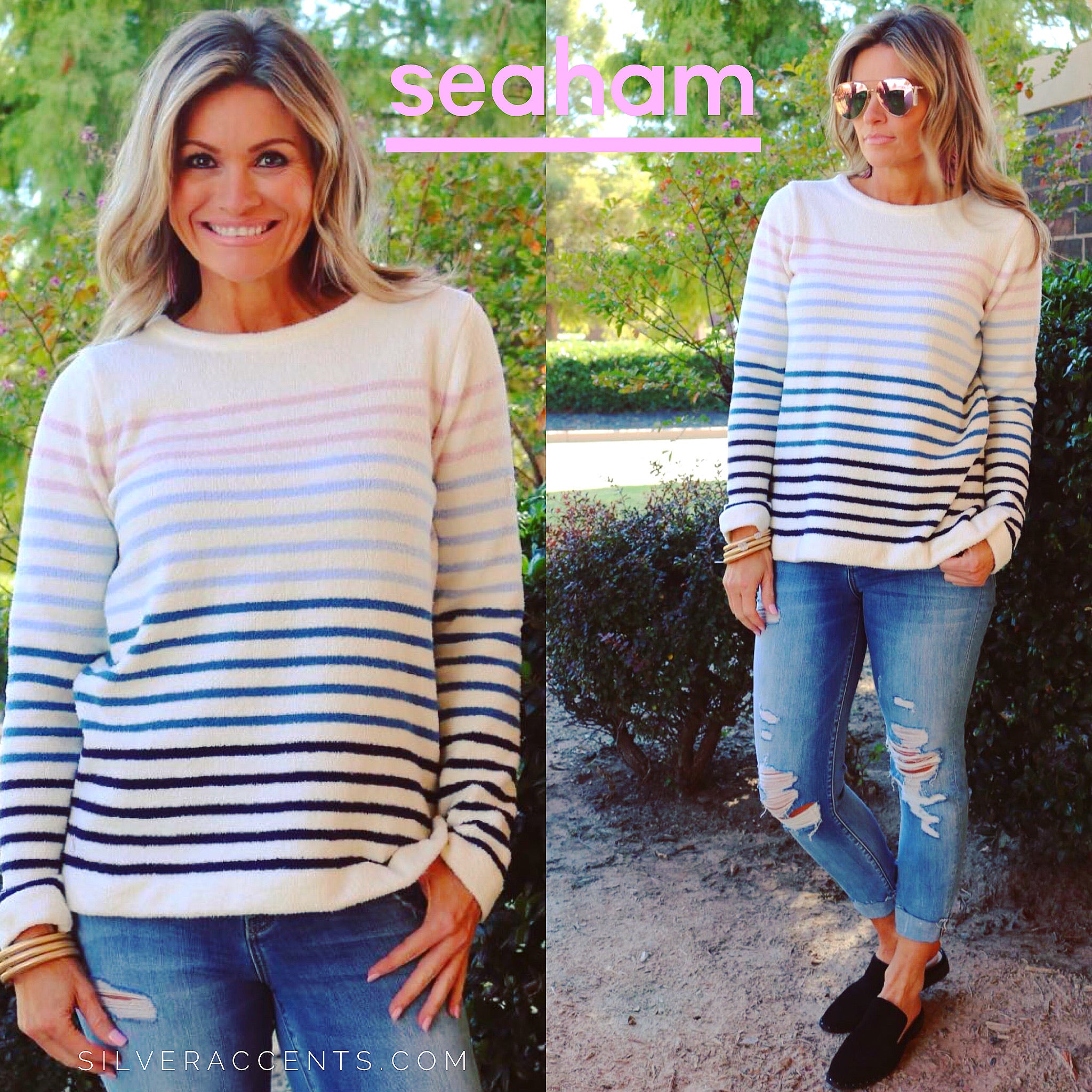 JOULES! Multi Stripe SEAHAM Chenille Sweater Top