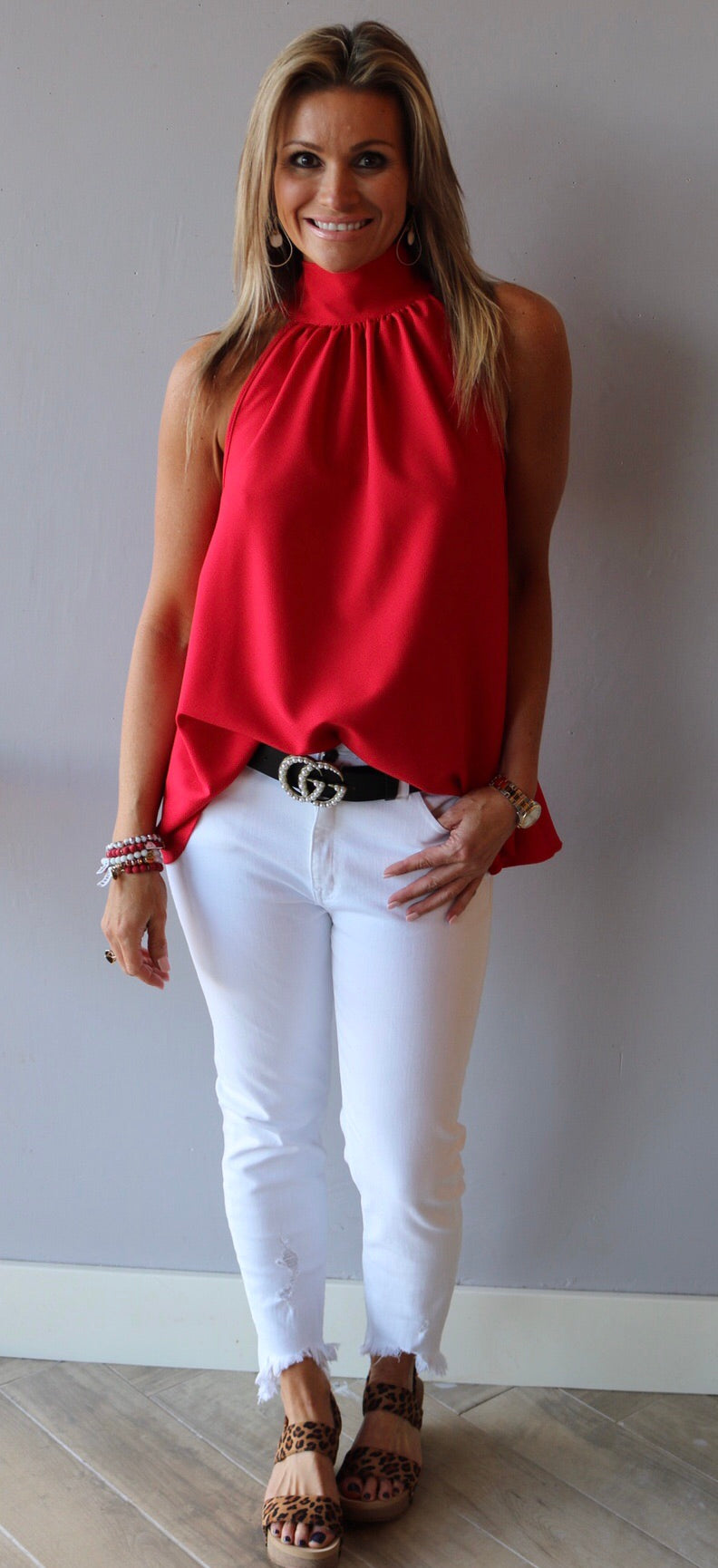 ENCHANTED HiNeck Tie KeyHole Back Tank Top