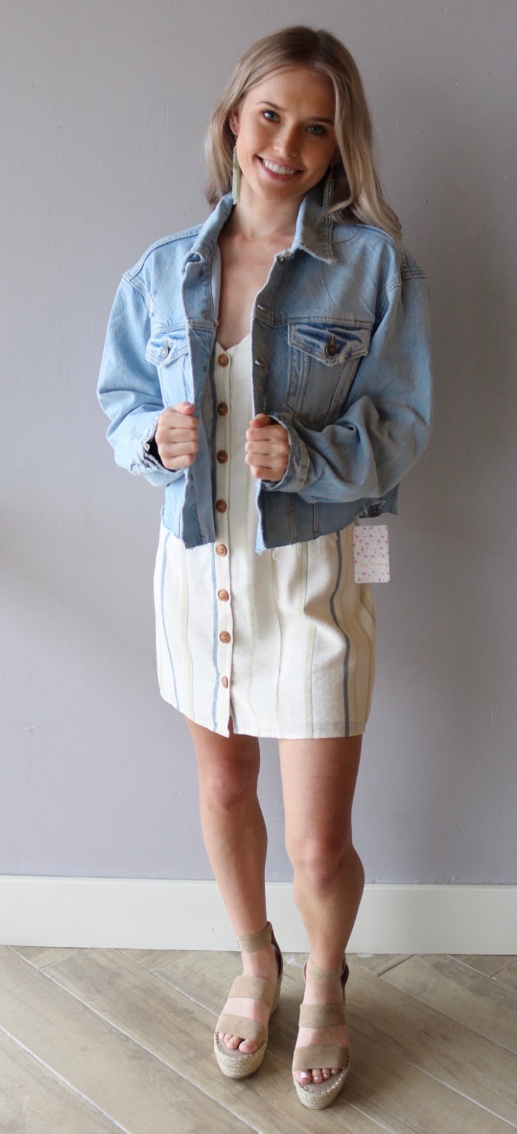 Style Rack WANDER Stripe ButtonDown TieBack Cami Dress