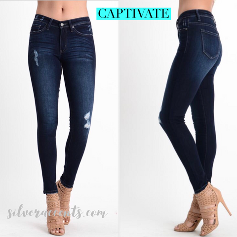 CAPTIVATE Distressed MidRise Ankle Skinny Jean