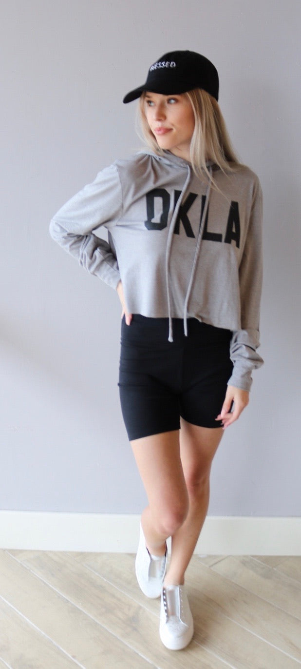 CODE WORD Logo Crop LightWeight Hoodie Top