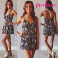 Blue Blush Stripe/Floral FREELANCE CrossBack Romper