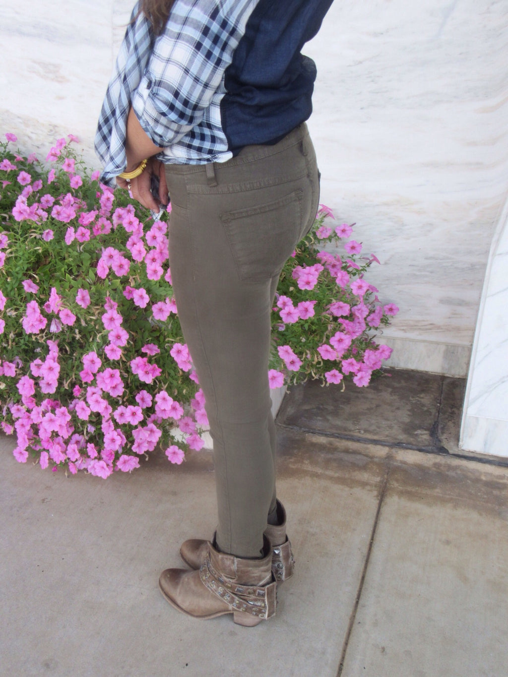 FLYING MONKEY Stretch OLIVE Skinny Jean