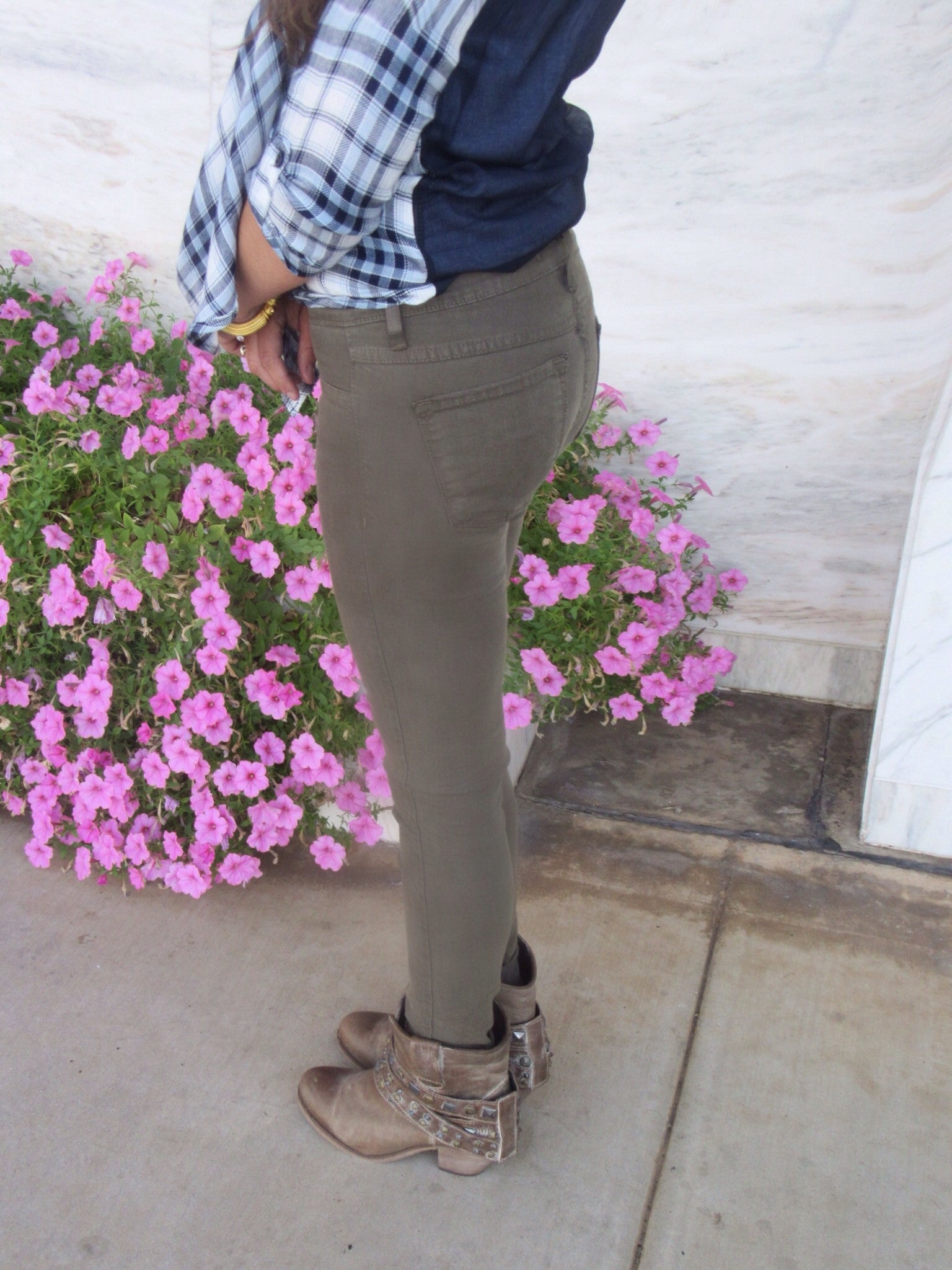 FLYING MONKEY Stretch OLIVE Skinny Jean