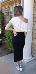 IMMENSE OneShoulder Layer Ruffle Woven Top