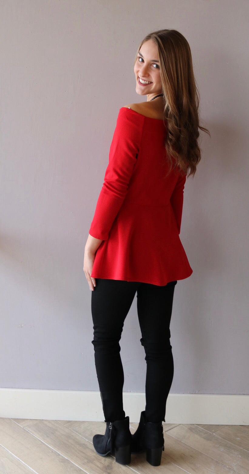 2Hearts FIXATE OffShoulder Fit & Flare 3/4 Sleeve Top