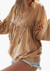 FATE Fringe PARRISH Distress Pullover Top