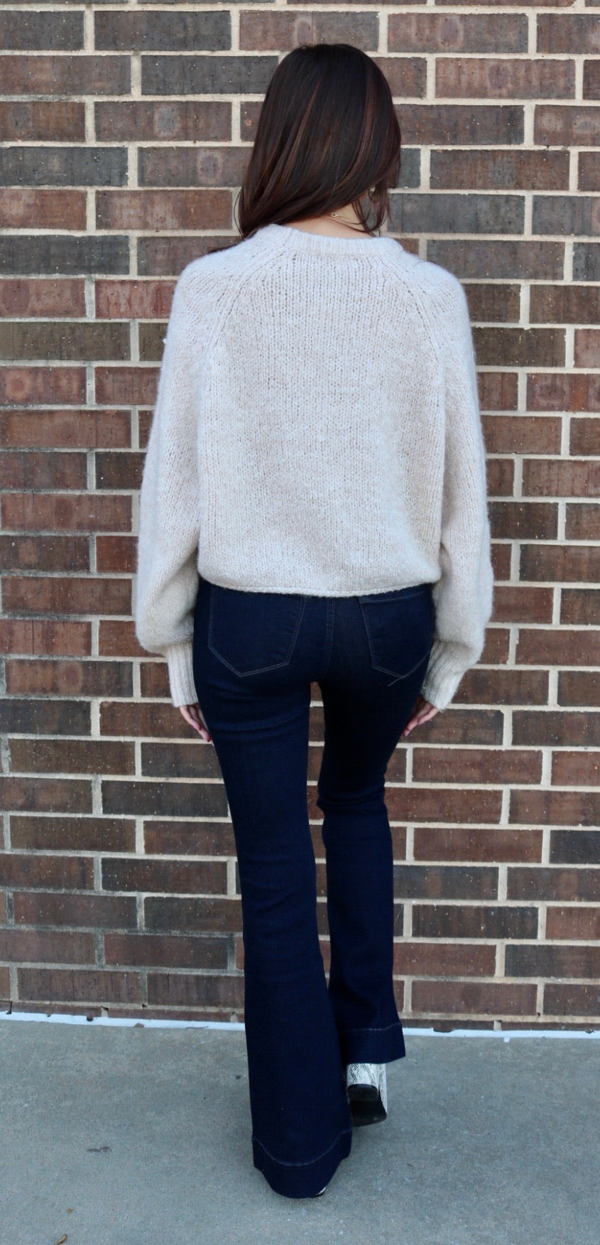 PREP CrewNeck Waist Crop Fuzzy Knit Sweater Top