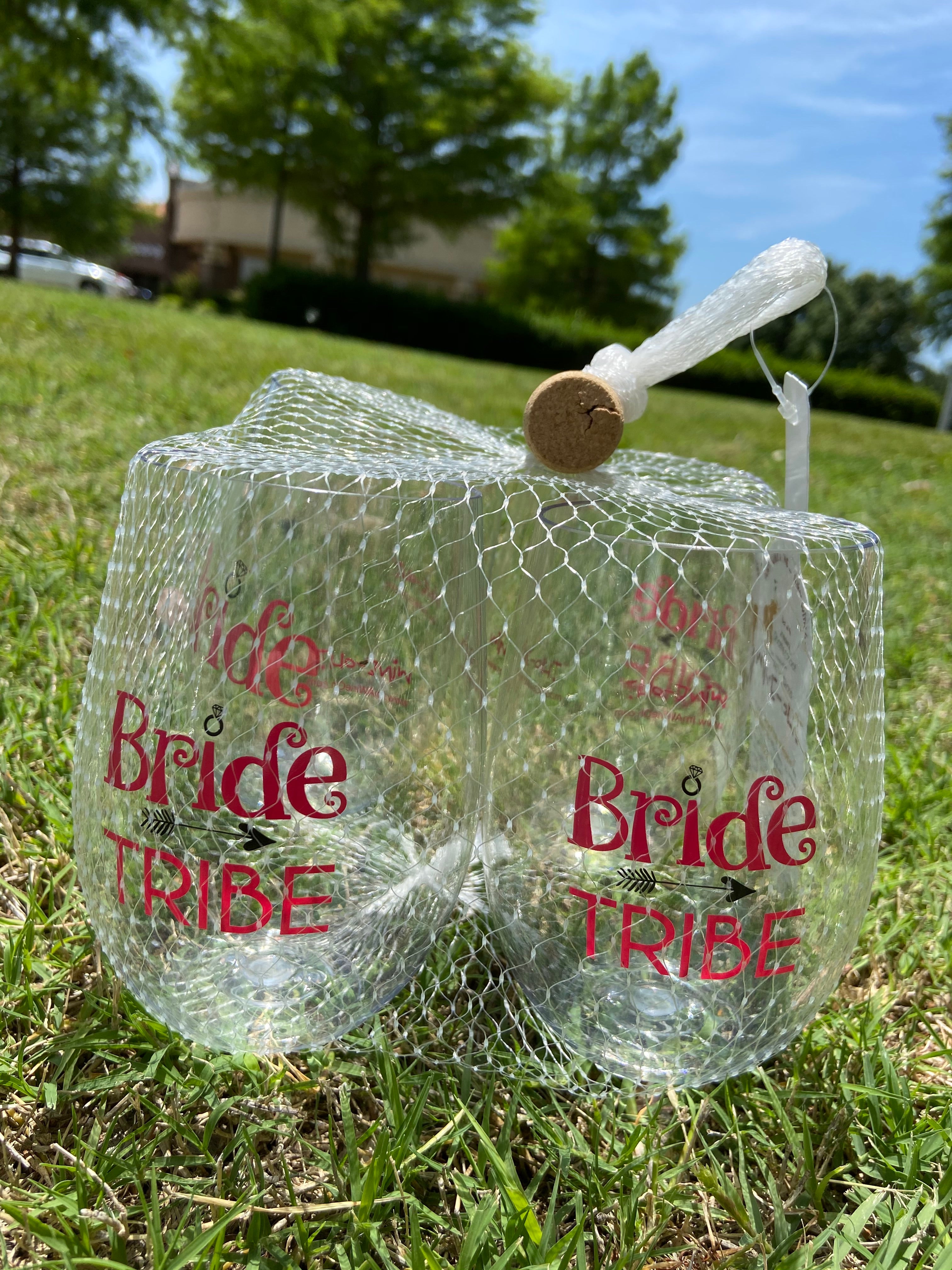 4 PACK Designer Shatterproof Logo Stemless Wine Glasses