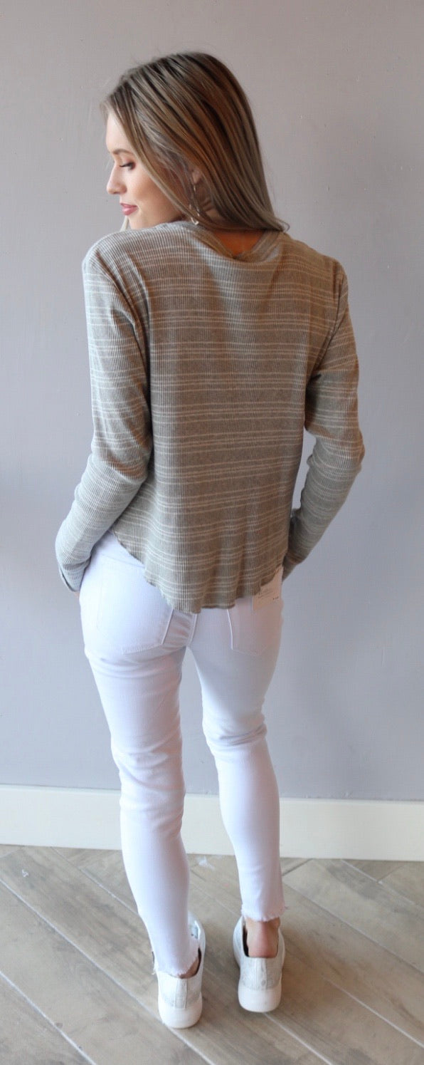 BOBI Locals Only Stripe IMPULSE CropWaist RibKnit Top