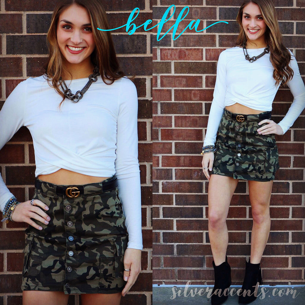 KANCAN! MidRise BELLA Camouflage Cargo Skirt