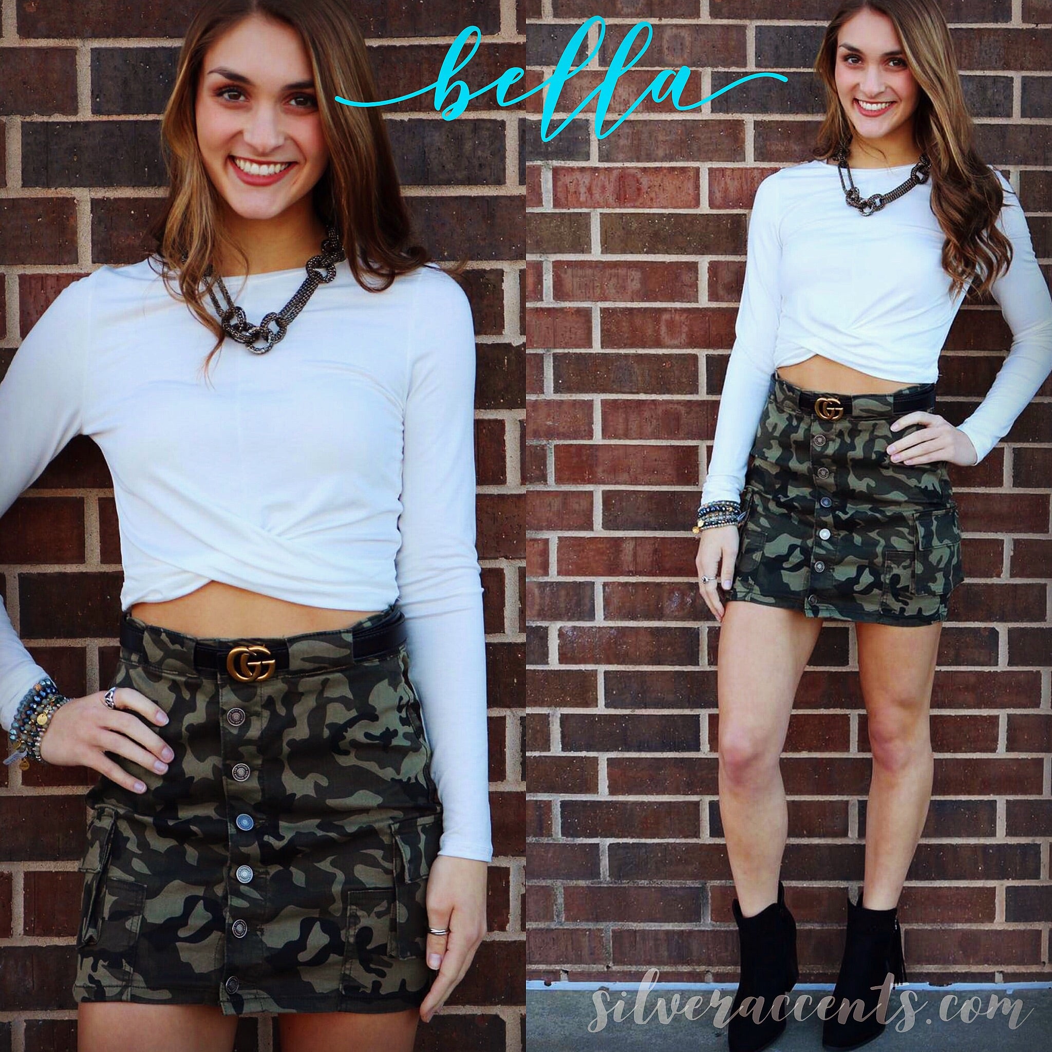 KANCAN! MidRise BELLA Camouflage Cargo Skirt