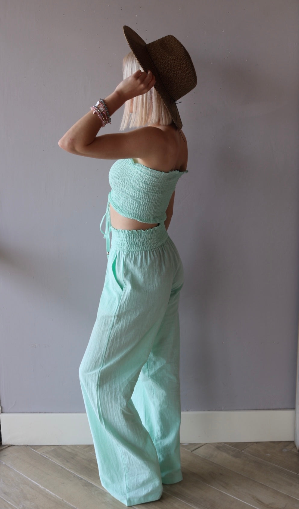 EPIC 2pc Rouche Tube Top/SmockWaist Pant Set