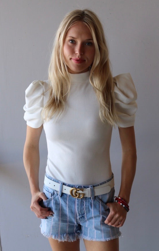 EXPO PuffSleeve MockNeck Bodysuit