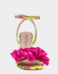 BETSEY JOHNSON Vibrant Floral Print ELMIRA Heel With Ruffle~Toe Strap