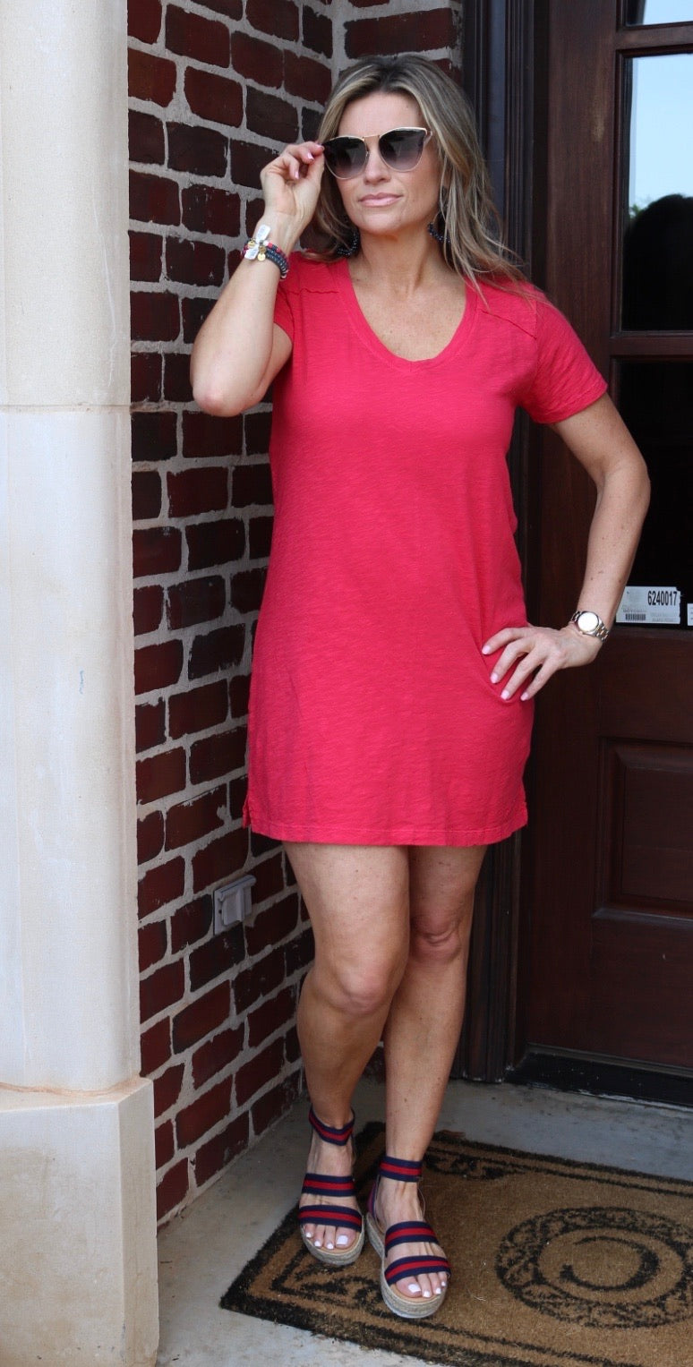 BOBI V-Neck BOURNE RawHem T-Shirt Dress