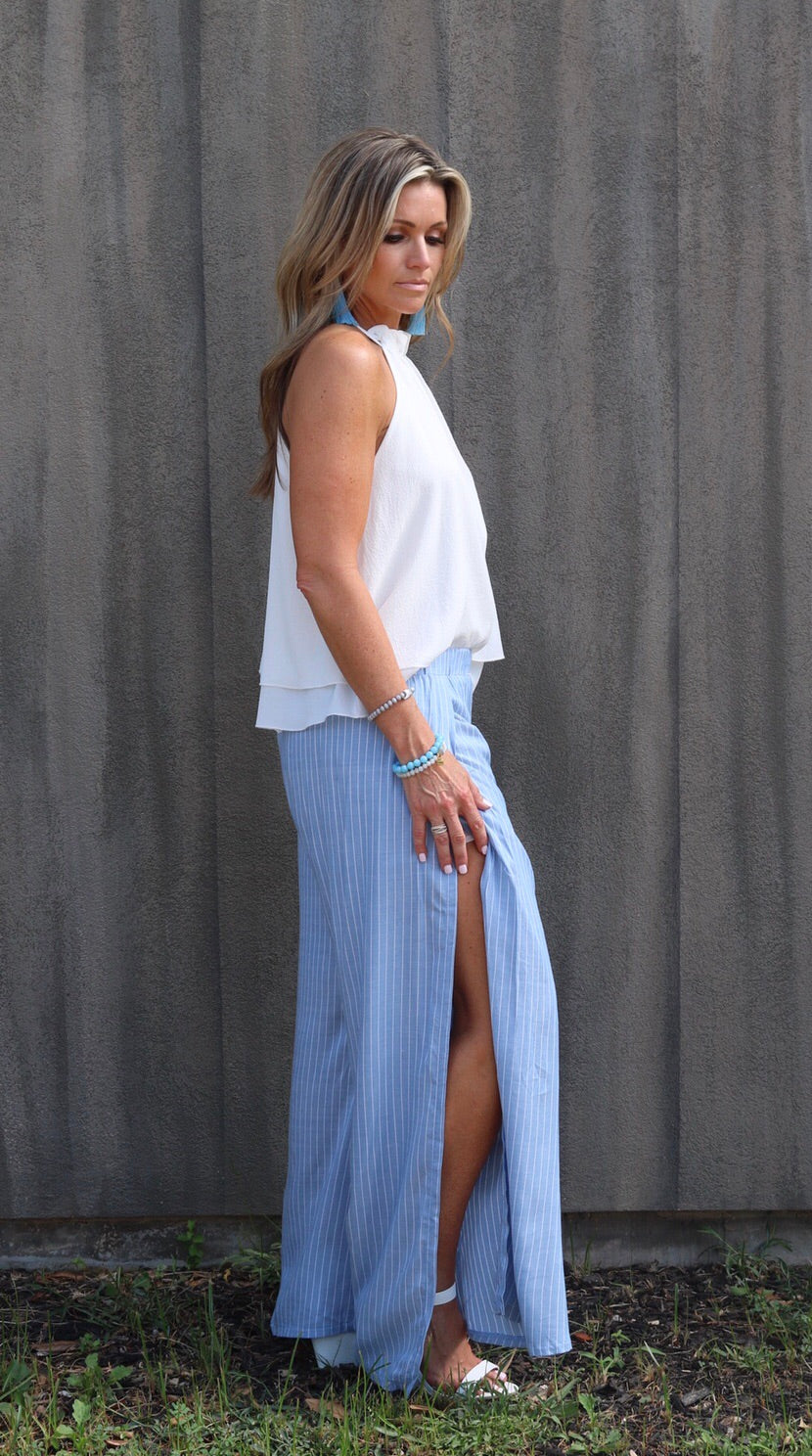 STRAIGHT TALK HiWaist Stripe Tulip Slit Lounge Pant