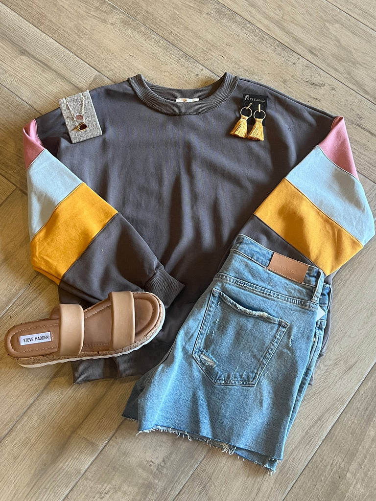 SUTTON Color~Block Terry Pull-Over