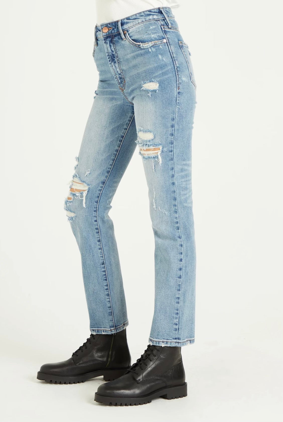 DEAR JOHN SuperHiRise FRANKIE Distressed Straight Jeans