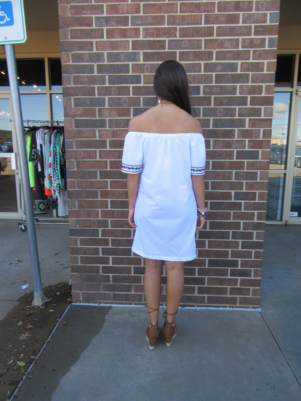 LUAU Embroidered OffShoulder Woven Dress