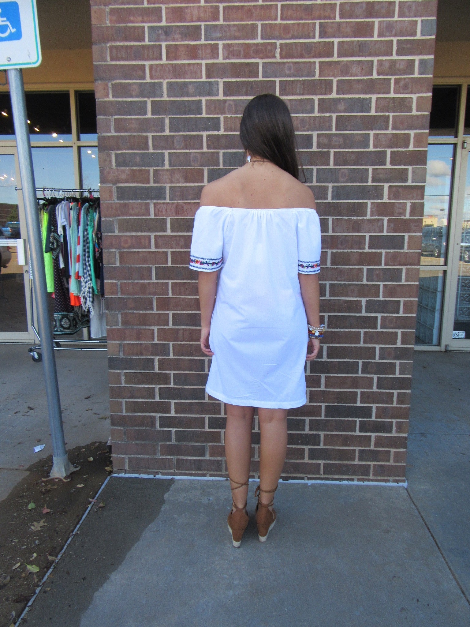 LUAU Embroidered OffShoulder Woven Dress