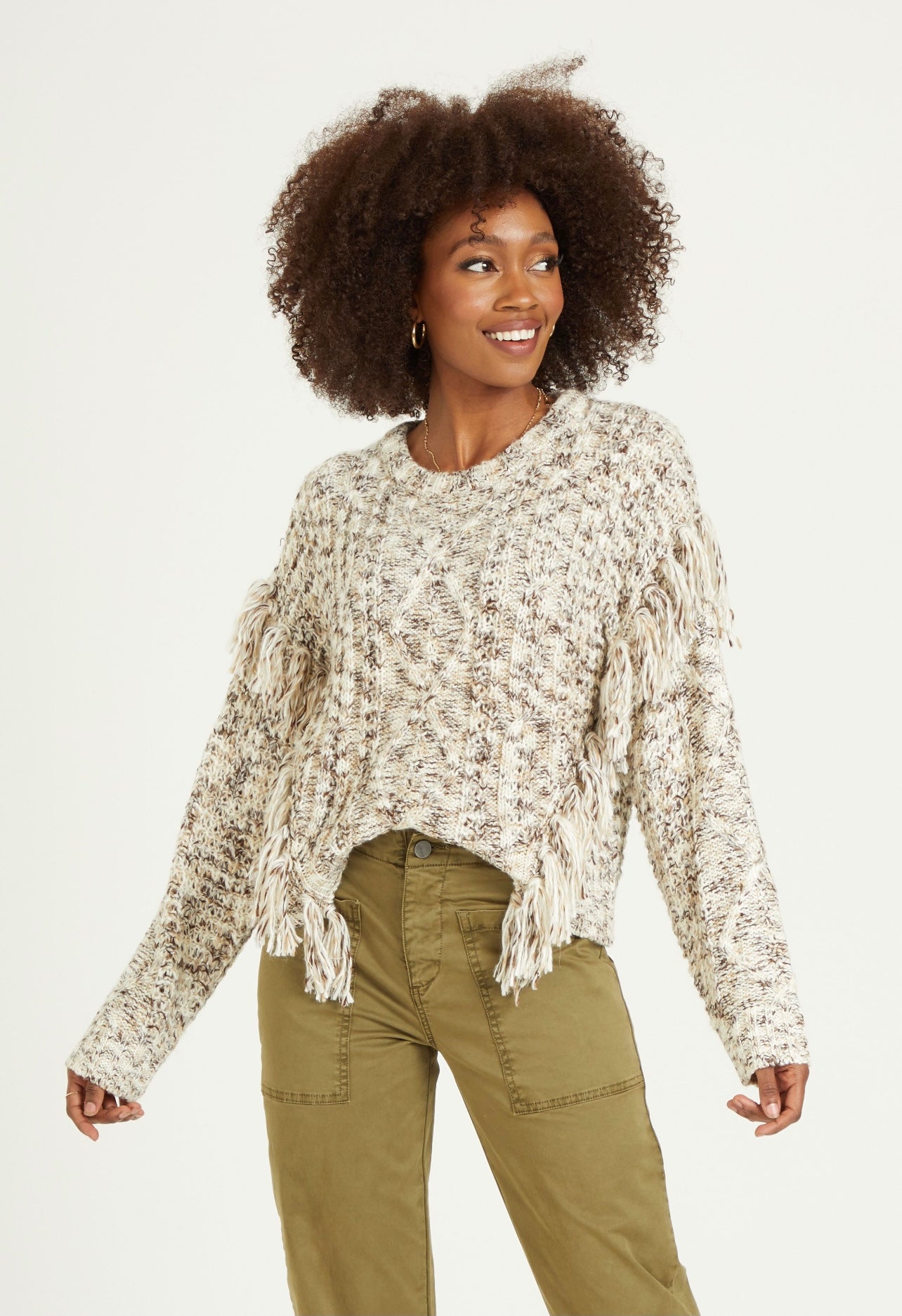 DEAR JOHN Fringe KYNLEE CrewNeck Sweater