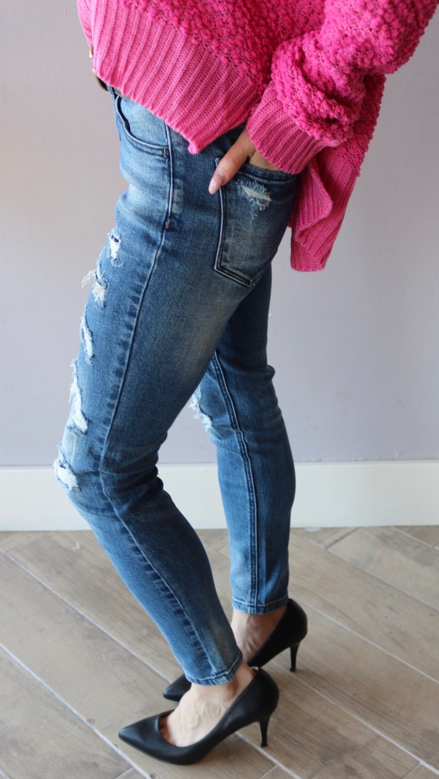 VERVET MidRise TWISTED VINE PatchWork Skinny Jean