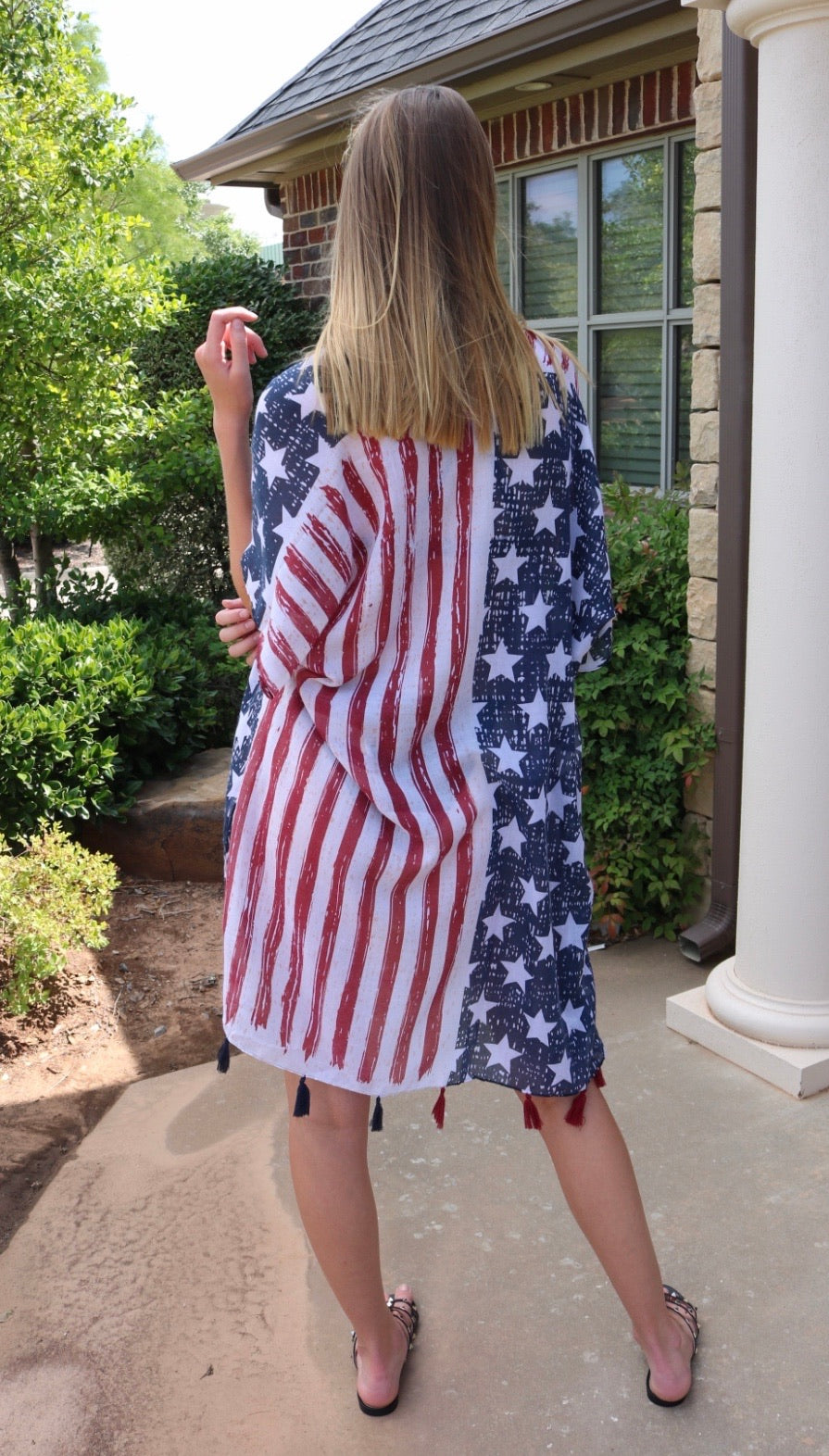 USA FLAG Tassel CoverUp Kimono Top