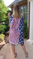 USA FLAG Tassel CoverUp Kimono Top