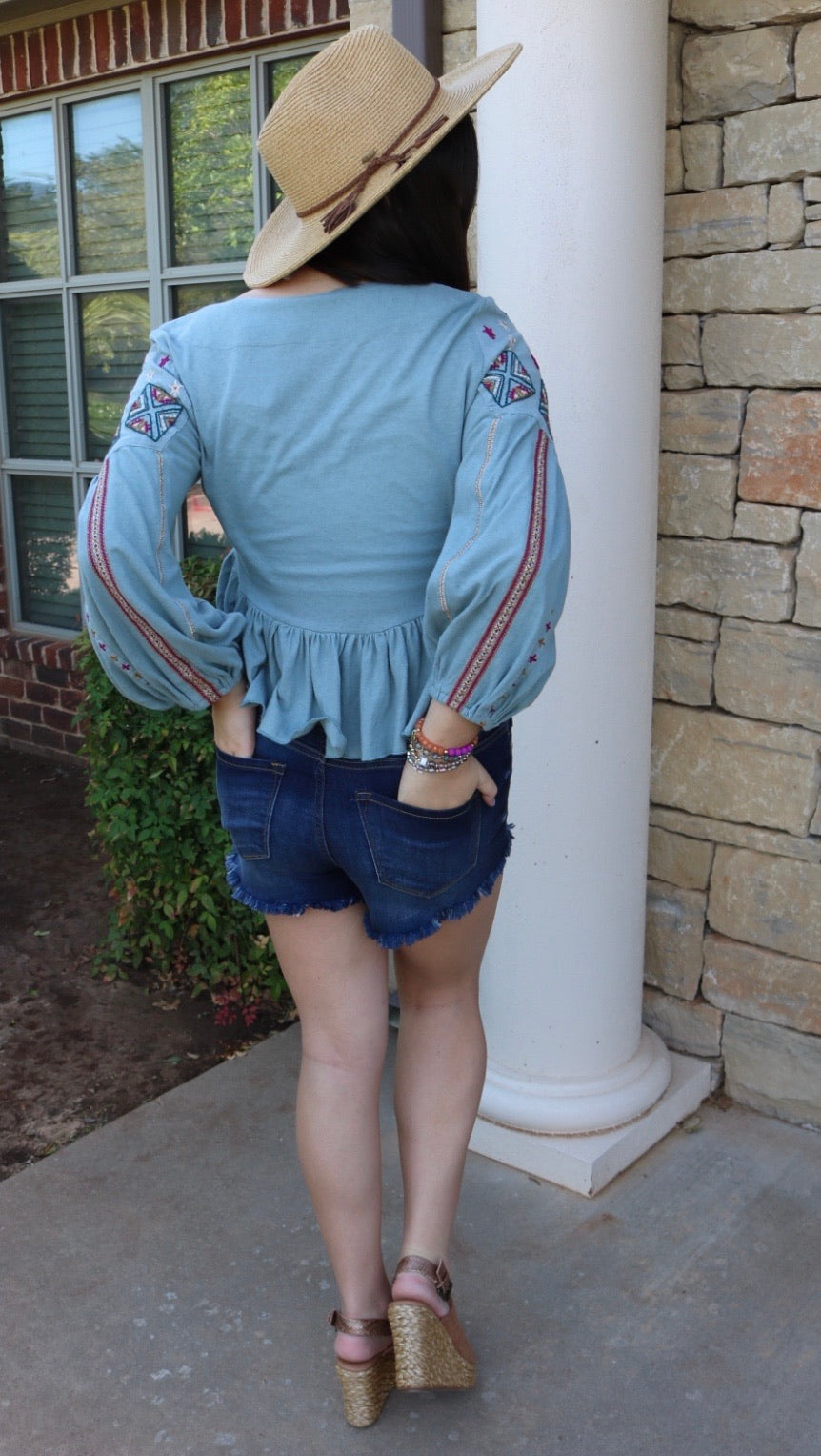 FREE PEOPLE Lagoon ARIA Embroider Flowy Top