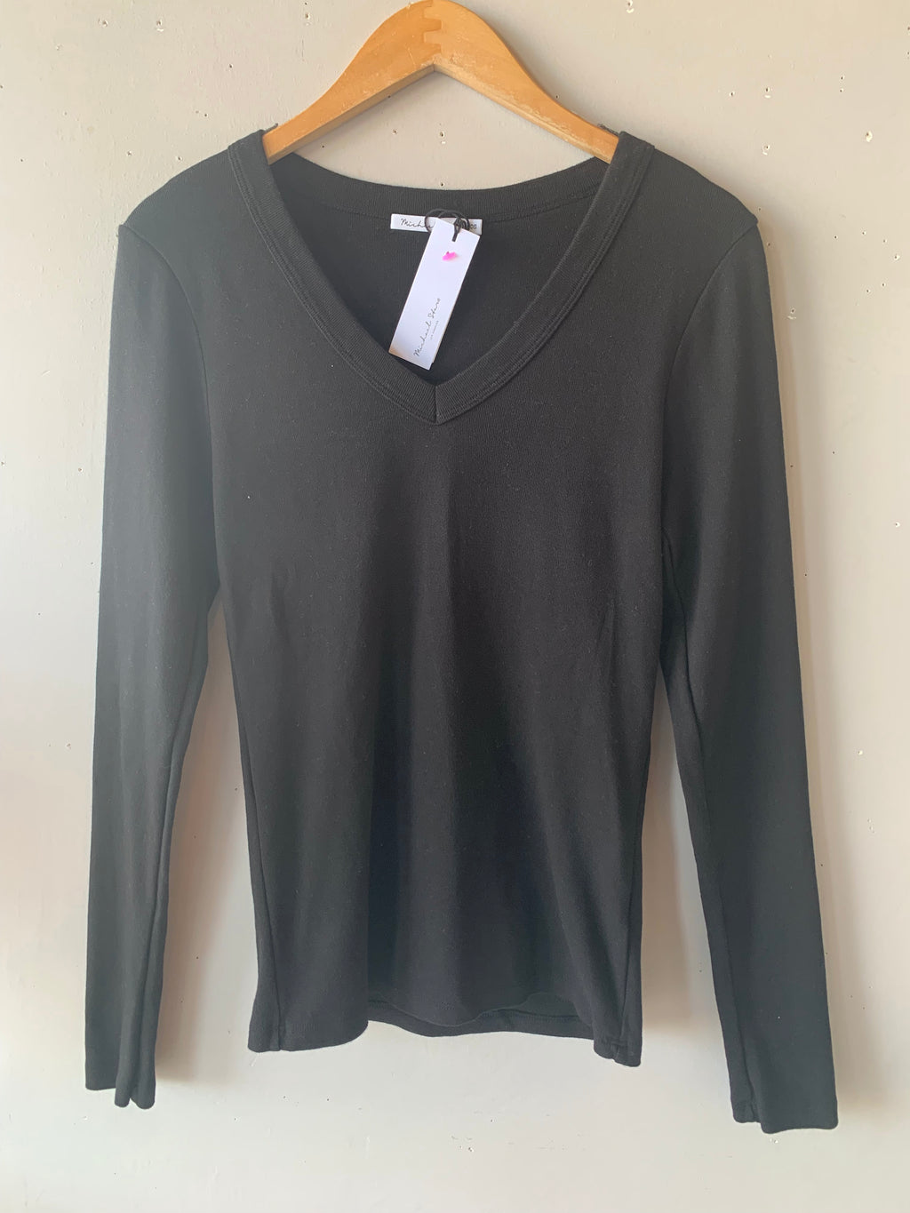 MICHAEL STARS V~Neck LAYLA 1 x 1 RibKnit Tee