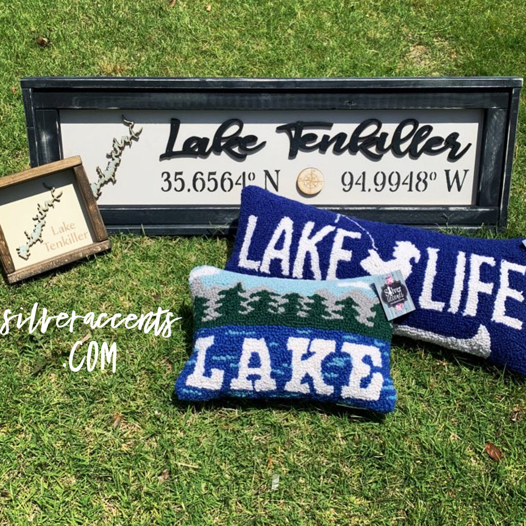 PH HandHooked LAKE LIFE Fisherman Pillow