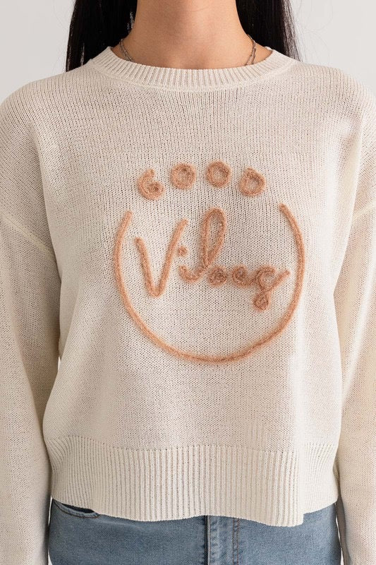 GOOD VIBES Tinsel CrewNeck Knit Top