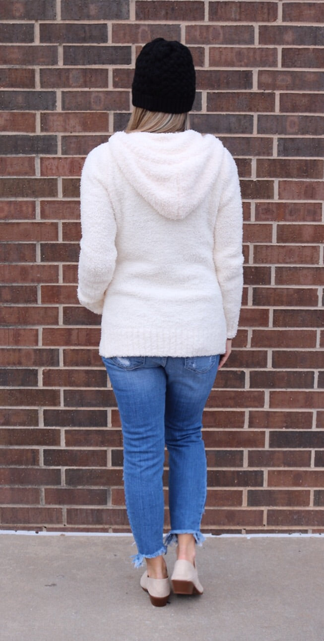 CODDLED Berber Fleece Zip Hoodie Top