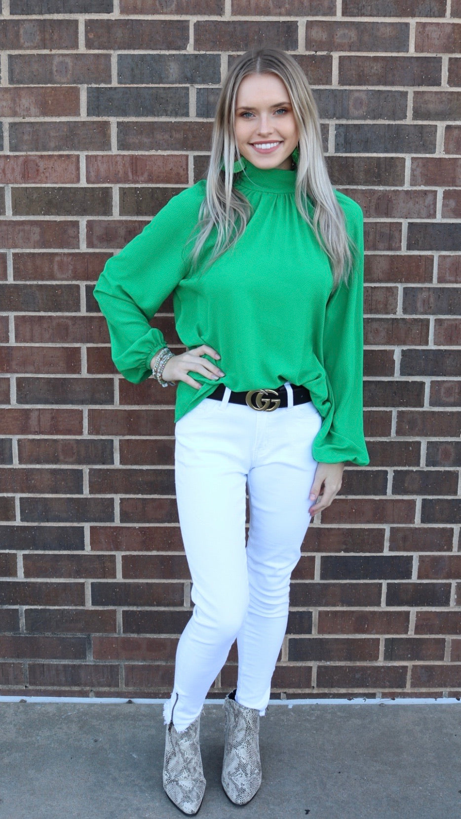 ENCHANTED HiNeck Tie KeyHole Back LongSleeve Top