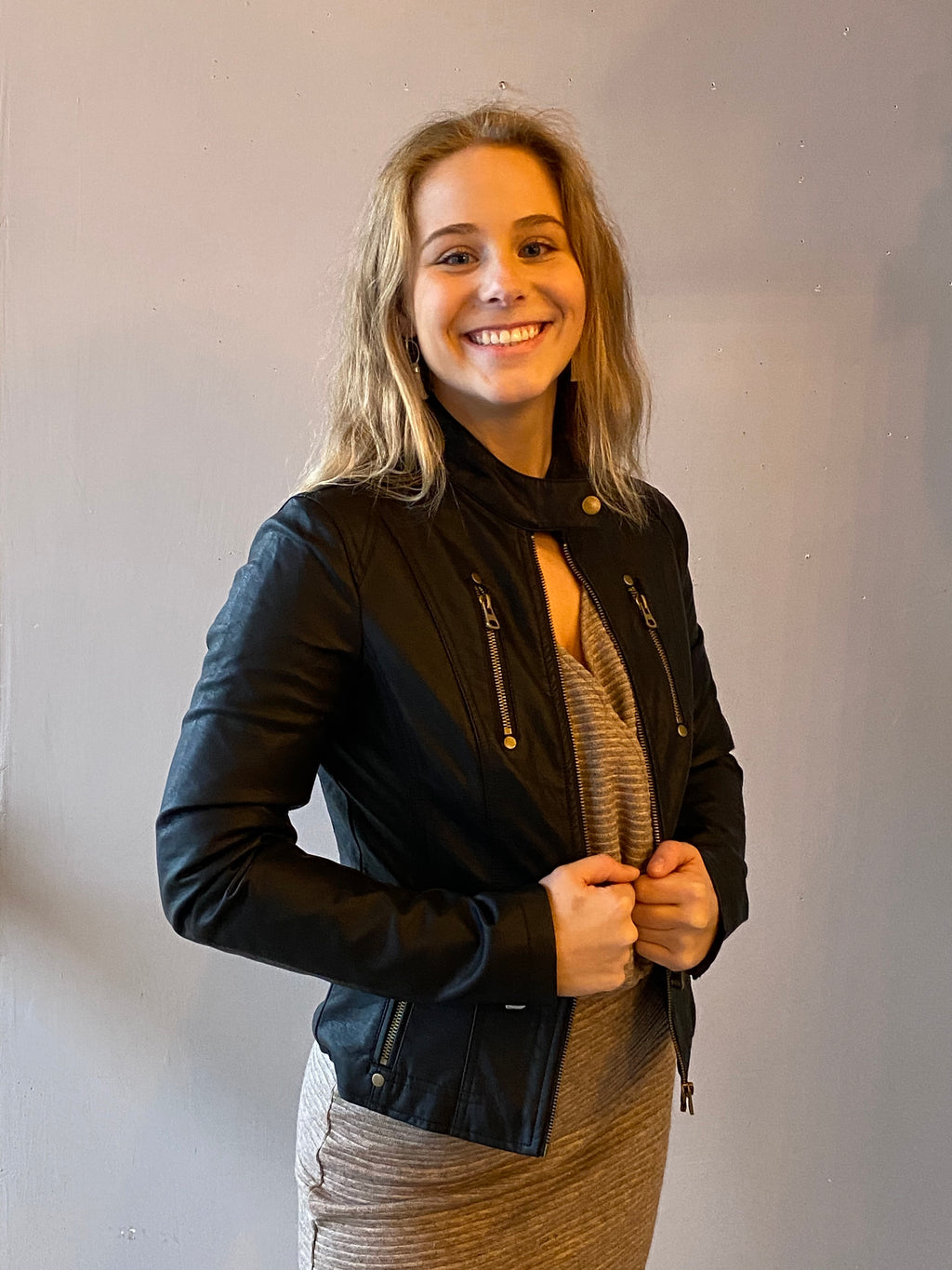 RYDER Vegan Leather Zip Moto Jacket