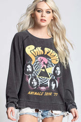 *RECYCLED KARMA Burnout PINK FLOYD Animals Sweatshirt