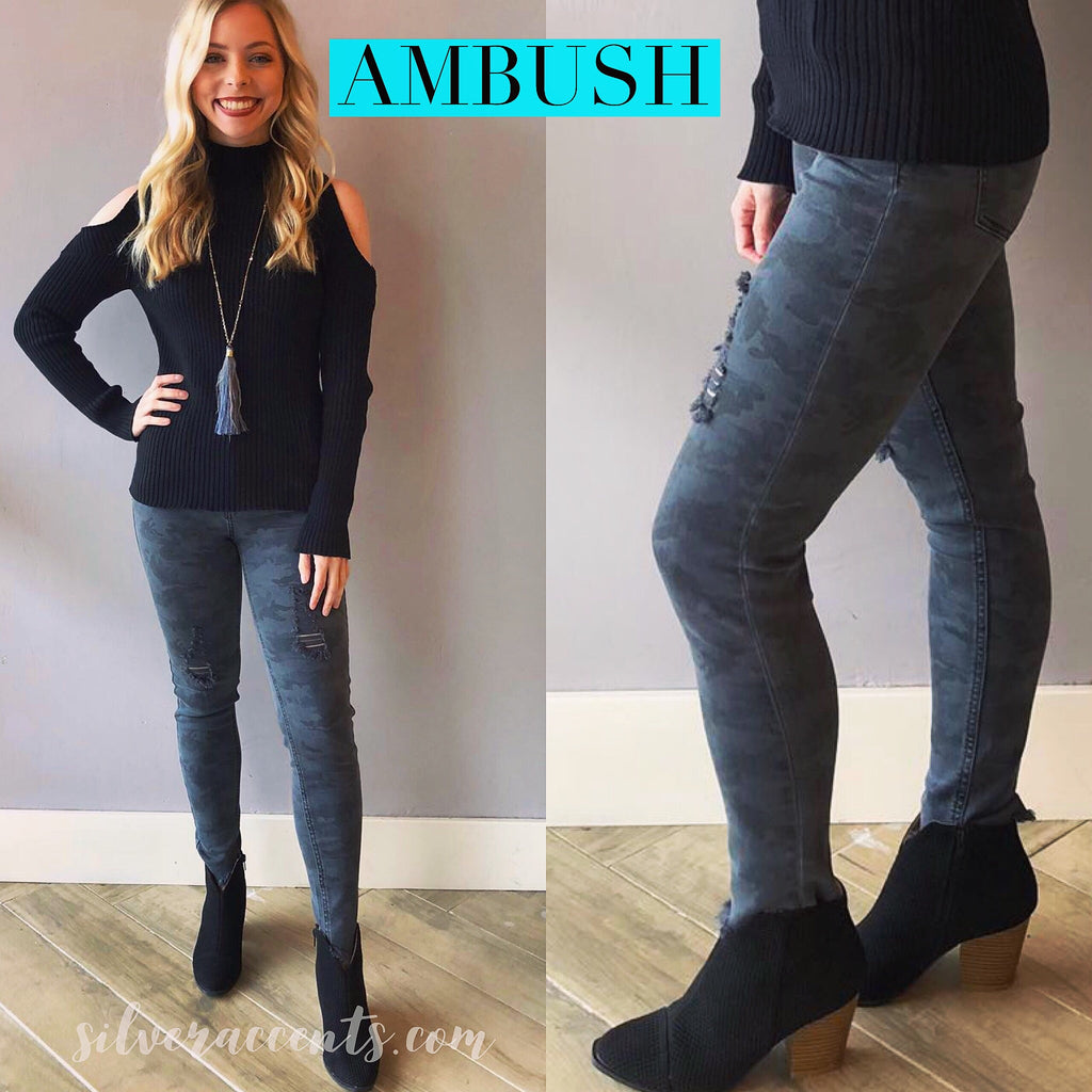 AMBUSH Camouflage Distress FrayHem Skinny Jean