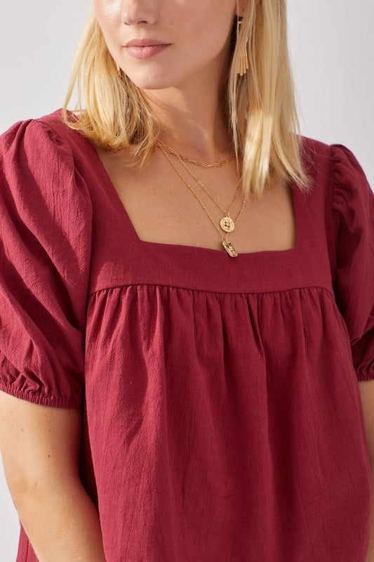 TAKEOVER Square Neck Babydoll Top